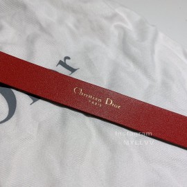Dior Red Calf Leather Retro Letters Buckle Belt