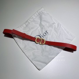 Dior Red Calf Leather Retro Letters Buckle Belt