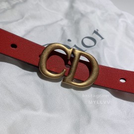 Dior Red Calf Leather Retro Letters Buckle Belt