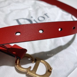 Dior Red Calf Leather Retro Letters Buckle Belt
