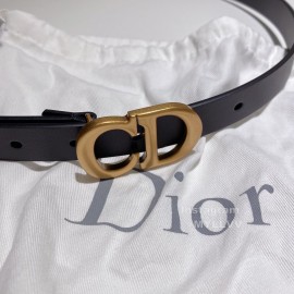 Dior Black Calf Leather Retro Gold Letters Buckle Belt