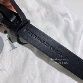 Dior Black Calf Leather Retro Gold Letters Buckle Belt