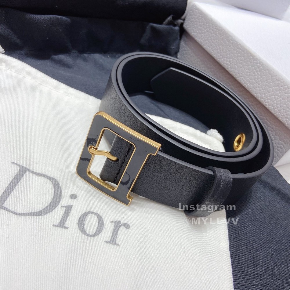 Dior Black Calf Leather Retro Pin Buckle 35mm Belt