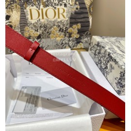 Dior Fashion Calf Leather Retro Letters Buckle Belt Red