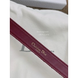 Dior New Cowhide Pattern Textile Cloth Letter Buckle 20mm Belt Wine Red