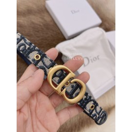 Dior New Cowhide Pattern Textile Cloth Letter Buckle 20mm Belt Navy