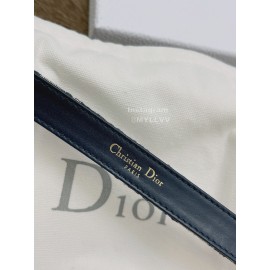 Dior New Cowhide Pattern Textile Cloth Letter Buckle 20mm Belt Navy