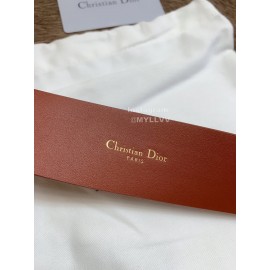 Dior Brown Smooth Cow Leather Shiny Gold Buckle 40mm Belt