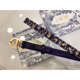 Dior Cowhide Pattern Textile Cloth Cd Buckle 20mm Belt Navy