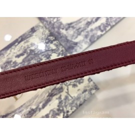 Dior Cowhide Pattern Textile Cloth Cd Buckle 20mm Belt Wine Red