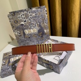 Dior Brown Calf Leather Retro Metal Letters Buckle 30mm Belt