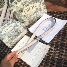 Dior White Calf Leather Retro Silver Letters Buckle 20mm Belt