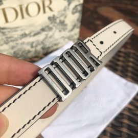 Dior White Calf Leather Retro Silver Letters Buckle 20mm Belt