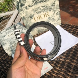 Dior White Calf Leather Retro Silver Letters Buckle 20mm Belt