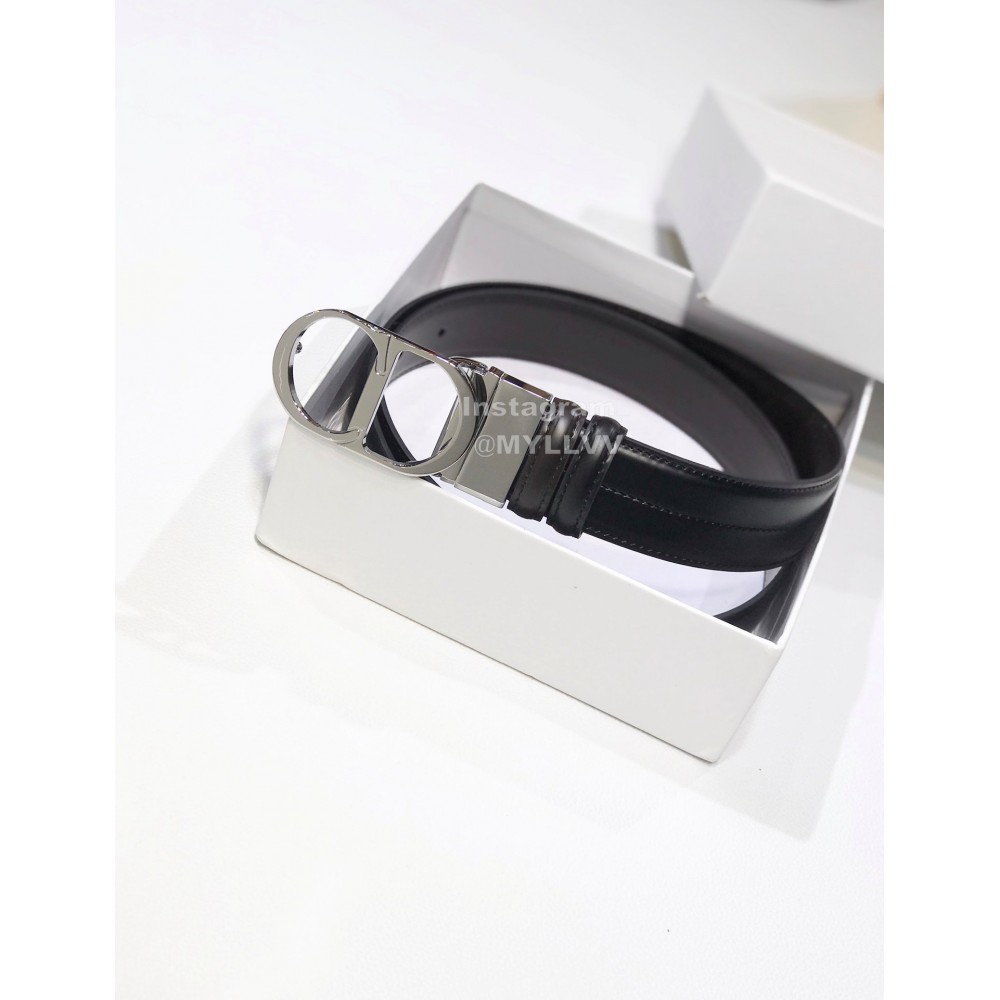 Dior Double Side Calf Leather Gun Color Buckle 35mm Belt 