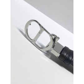 Dior Double Side Calf Leather Gun Color Buckle 35mm Belt 