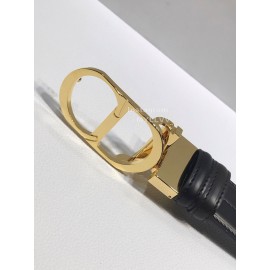 Dior Double Side Calf Leather Gold Buckle 35mm Belt 