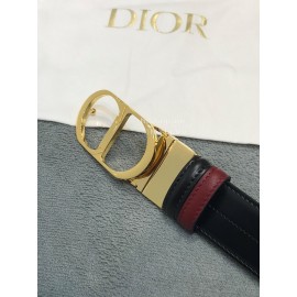 Dior Double Side Black Calf Leather Gold Buckle 35mm Belt 