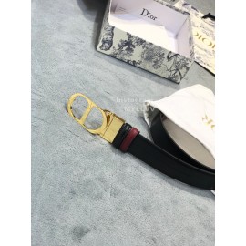 Dior Double Side Black Calf Leather Gold Buckle 35mm Belt 