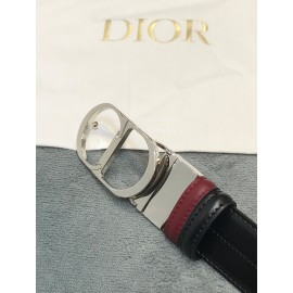 Dior Double Side Black Calf Leather Silver Buckle 35mm Belt 
