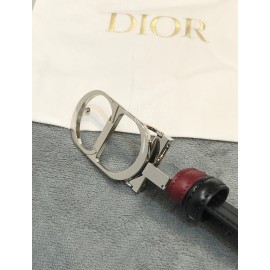 Dior Double Side Black Calf Leather Silver Buckle 35mm Belt 