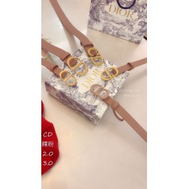 Dior New Pink Calf Leather Gold Cd Buckle Belt 