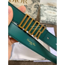 Dior New Calf Leather Vintage Letter Buckle 30mm Belt Green