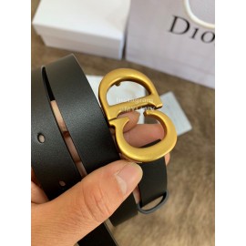 Dior New Black Calf Leather Gold Cd Buckle 20mm Belt For Women