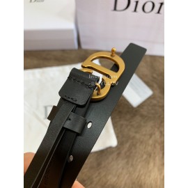 Dior New Black Calf Leather Gold Cd Buckle 20mm Belt For Women