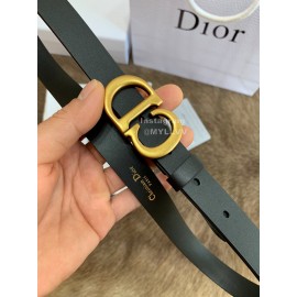 Dior New Black Calf Leather Gold Cd Buckle 20mm Belt For Women