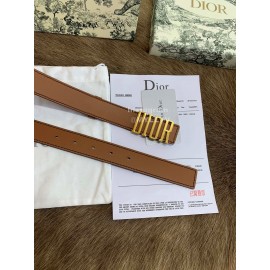 Dior New Calf Leather Gold Letter Buckle 30mm Belt For Women Brown
