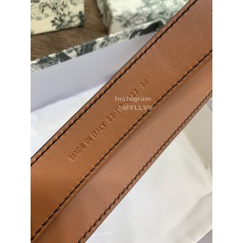 Dior New Calf Leather Gold Letter Buckle 30mm Belt For Women Brown