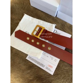 Dior New Calf Leather Gold Pin Buckle 50mm Belt For Women Brown