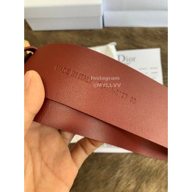 Dior New Calf Leather Gold Pin Buckle 50mm Belt For Women Brown