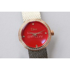 La D De Dior Satine Bulingbuling Diamond Watch For Women Red