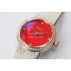 La D De Dior Satine Bulingbuling Diamond Watch For Women Red