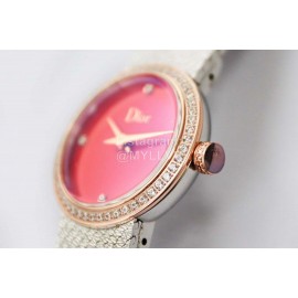 La D De Dior Satine Bulingbuling Diamond Watch For Women Red