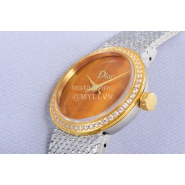 La D De Dior Satine Bulingbuling Diamond Watch Tan