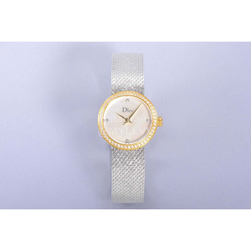 La D De Dior Satine Bulingbuling Diamond Watch White