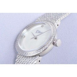 La D De Dior Satine Bulingbuling Diamond White Dial Watch 