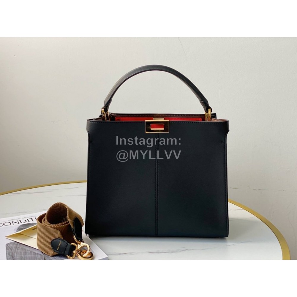 Fendi Fashion Medium Calf Crossbody Bag For Women Black