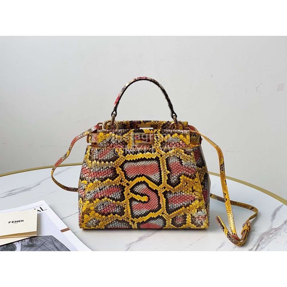 Fendi Fashion Python Leather Crossbody Handbag For Women Yellow