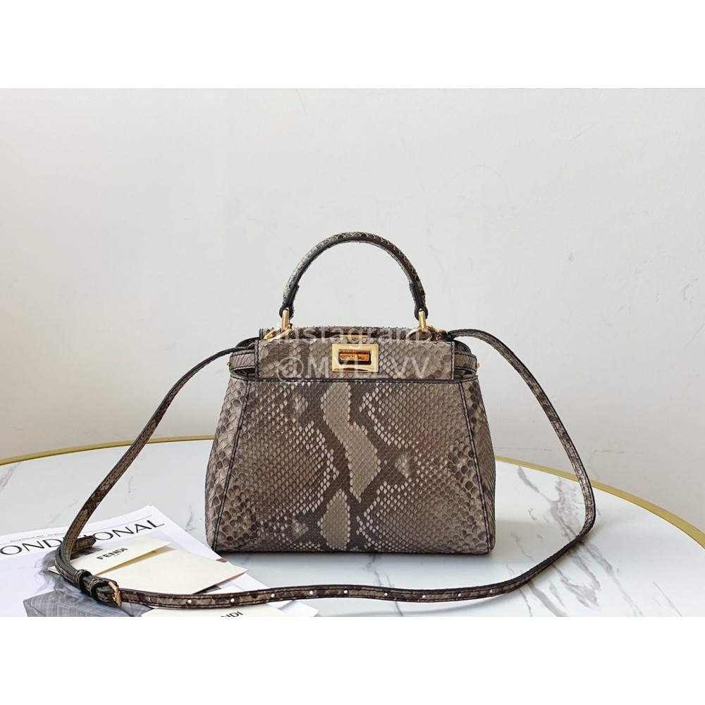 Fendi Fashion Python Leather Crossbody Handbag For Women Coffee