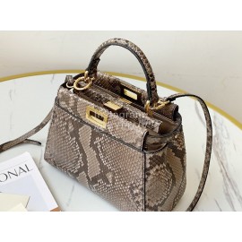 Fendi Fashion Python Leather Crossbody Handbag For Women Coffee