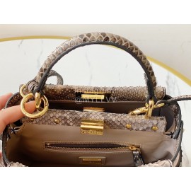 Fendi Fashion Python Leather Crossbody Handbag For Women Coffee