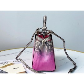 Fendi Exquisite Color Matching Snake Pattern Satchel Handbag For Women Rose Red