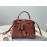Fendi Exquisite Color Matching Snake Pattern Satchel Handbag For Women Coffee