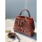 Fendi Exquisite Color Matching Snake Pattern Satchel Handbag For Women Coffee