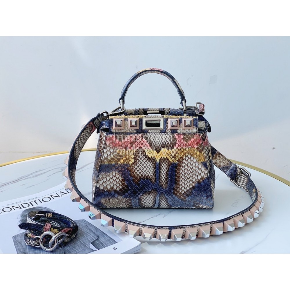 Fendi Exquisite Color Matching Snake Pattern Satchel Handbag For Women 