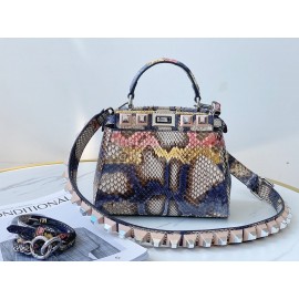 Fendi Exquisite Color Matching Snake Pattern Satchel Handbag For Women 